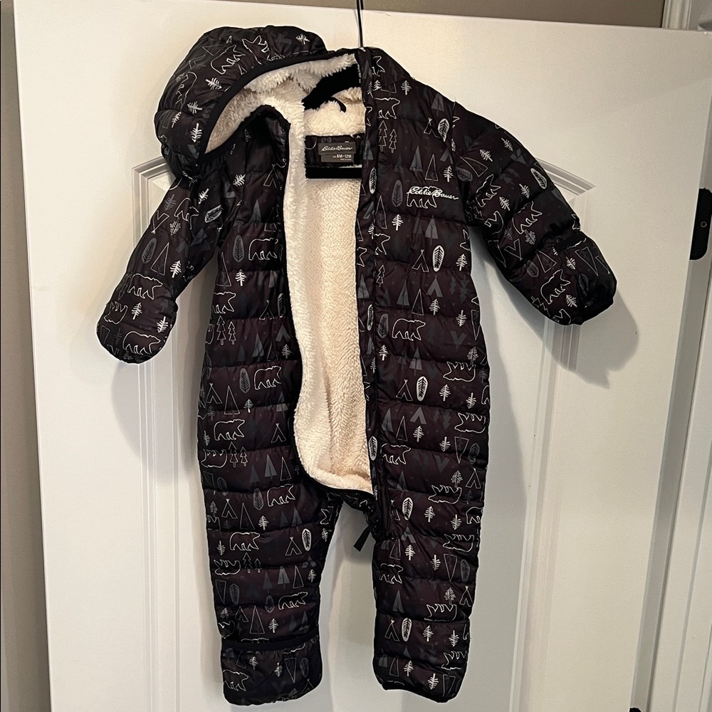 Eddie Bauer Infant Down Snow Suit Sherpa-Lined Kids One-Piece Footie